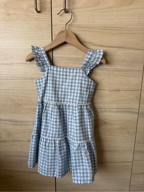 Carter's Light Blue Gingham Ruffle Strap Dress
